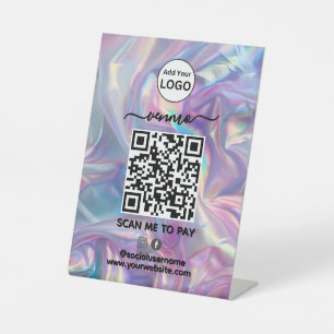 Venmo QR Code Zahlung   Scan to Pay Business Logo Sockelschild
