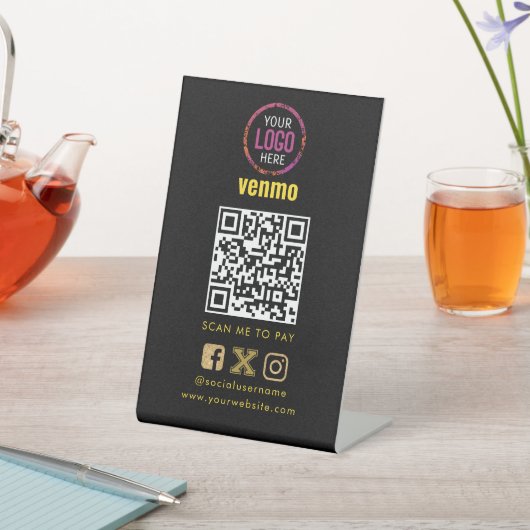 Venmo QR Code Zahlung | Scan to Pay Business Logo Sockelschild (In SItu)