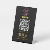 Venmo QR Code Zahlung | Scan to Pay Business Logo Sockelschild (Vorderseite)