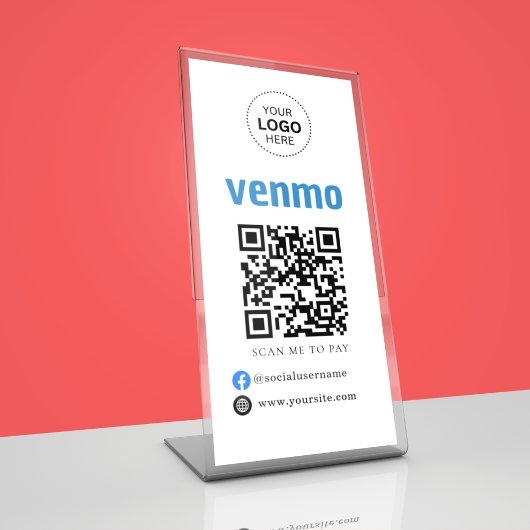 Venmo QR Code Zahlung | Scan to Pay Business Logo Sockelschild
