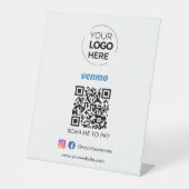 Venmo QR Code Zahlung | Scan to Pay Business Logo Sockelschild (Vorderseite)