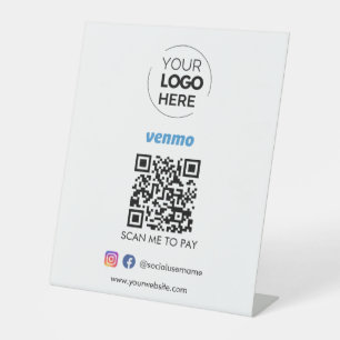 Venmo QR Code Zahlung Scan to Pay Business Logo Sockelschild