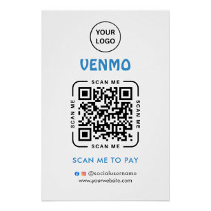 Venmo QR-Code-Zahlung Scannen Sie zum Bezahlen d Poster