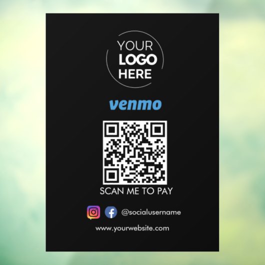 Venmo QR Code Zahlung | Scannen, um schwarz zu bez Fensteraufkleber (Blatt 3)