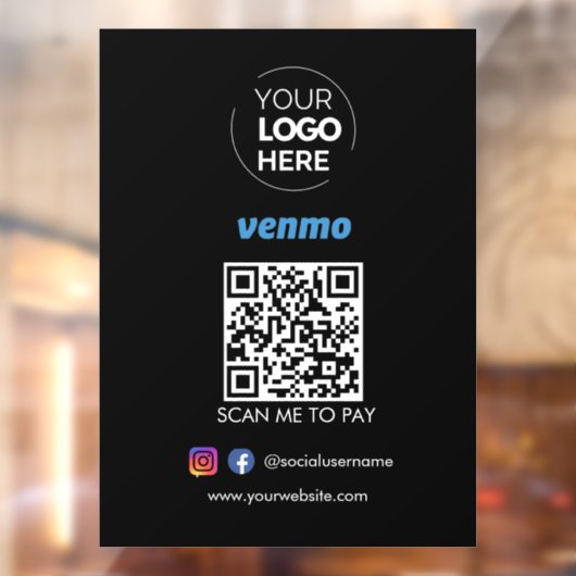 Venmo QR Code Zahlung | Scannen, um schwarz zu bez Fensteraufkleber (Blatt 2)