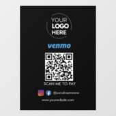 Venmo QR Code Zahlung | Scannen, um schwarz zu bez Fensteraufkleber (Blatt)