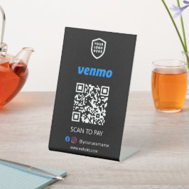 Venmo QR Code Zahlung | Schwarzer Scan zu bezahlen Sockelschild