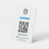 Venmo QR Code Zahlung | Weißer Scan zu bezahlen Sockelschild (Vorderseite)