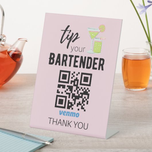 Venmo QR Code-Zeichen für Barkeeper Sockelschild (In Situ)