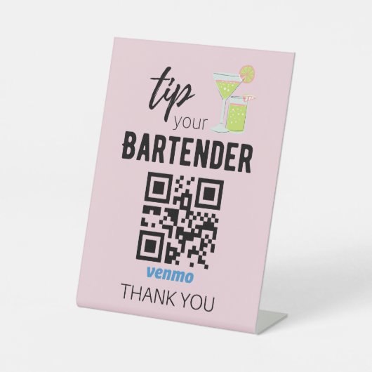 Venmo QR Code-Zeichen für Barkeeper Sockelschild (Vorderseite)