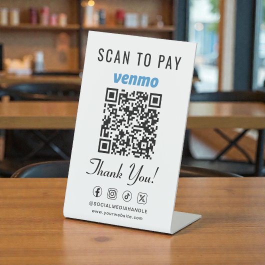Venmo Scan to Pay QR Code Tabletop Sockelschild