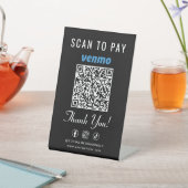 Venmo Scan to Pay QR-Code Tischständer Schwarz Sockelschild (In SItu)
