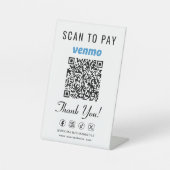 Venmo Scan to Pay QR-Code-Tischständer Sockelschild (Vorderseite)