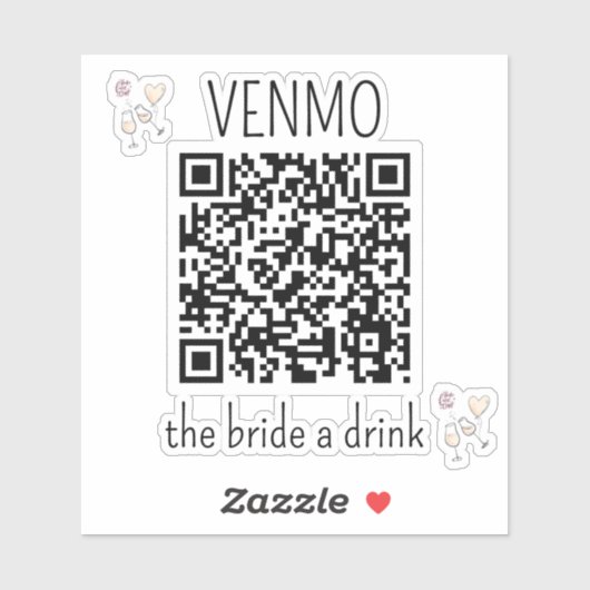 VENMO the Bridge a Drink QR Code Junggeselinnen-Ab Aufkleber (Blatt)