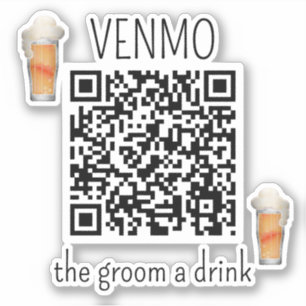 VENMO the Groom a Drink QR Code Bachelor Party Aufkleber