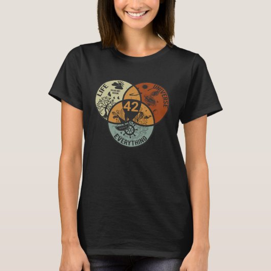 Venn Diagram Life The Universe And Everything 42 L T-Shirt (Vorderseite)