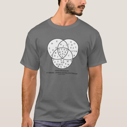 Venn-Diagramm für Griechisch, Lateinisch T-Shirt (Vorderseite)