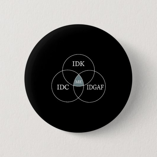 Venn Diagramm Idgaf Funny Meme Science Scifi IDC I Button (Vorderseite)