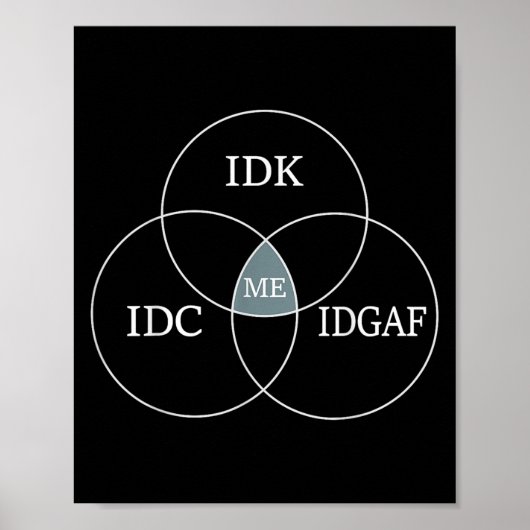 Venn Diagramm Idgaf Funny Meme Science Scifi IDC I Poster (Vorne)