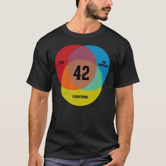 Venn Diagramm Life, das Universum u.amp Alles E T-Shirt (Vorderseite)