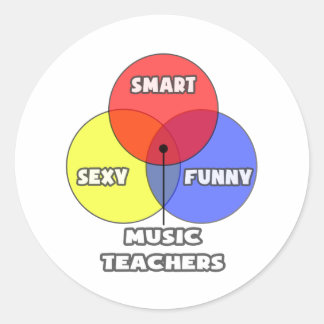 Venn Diagramm .. Musiklehrer Runder Aufkleber