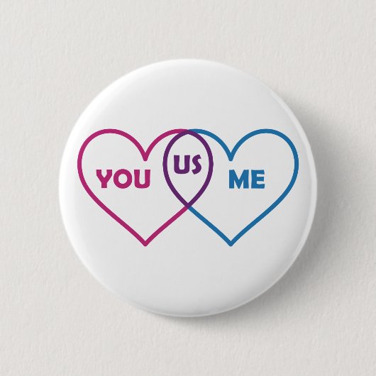 Venn Diagramm-Valentinsgruß - Sie ich wir Button (Vorderseite)