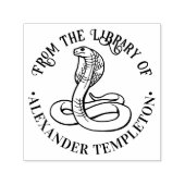 Venomous Cobra Snake Round Library Name Permastempel (Design)