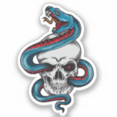 Venomous Embrace Schlange und Schädel Aufkleber (Vorderseite)