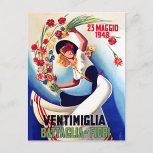 Ventimiglia, Mai, Italien, Mädchen auf Blumenkampf Postkarte