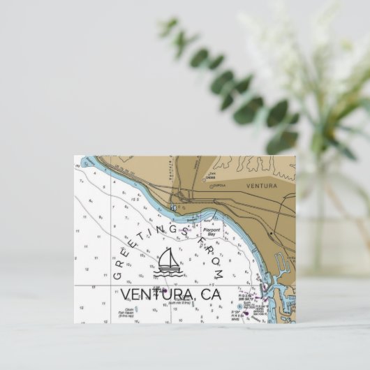 Ventura CA Nautic Chart Postkarte (Stehend Vorderseite)