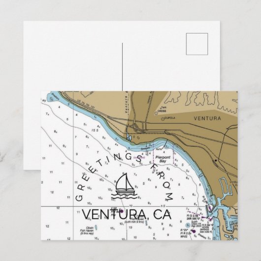 Ventura CA Nautic Chart Postkarte (Vorne/Hinten)