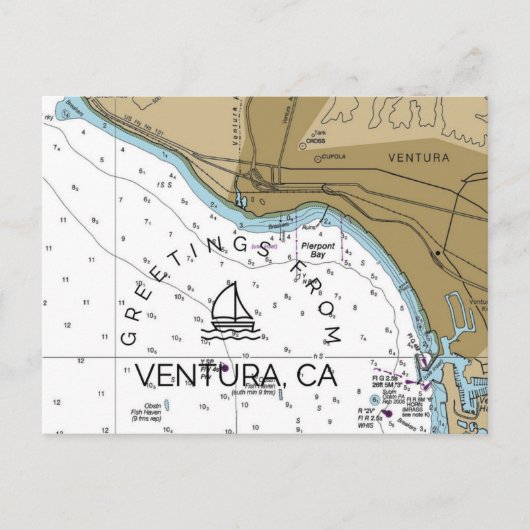 Ventura CA Nautic Chart Postkarte (Vorderseite)