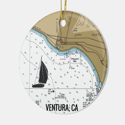 Ventura CA Sailing Keramik Ornament (Links)