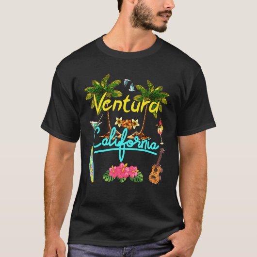 Ventura California Beach Summer Palm Surf Sun Set T-Shirt (Vorderseite)