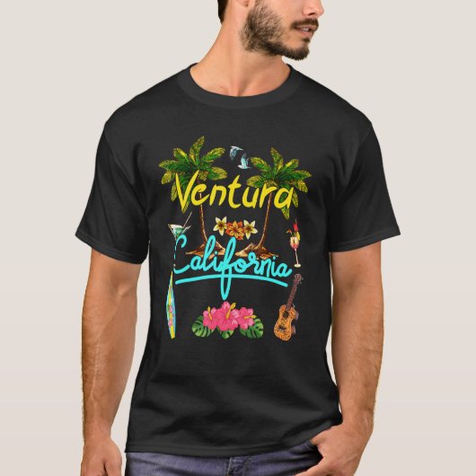Ventura California Beach Summer Palm Surf Sun Set T-Shirt (Vorderseite)
