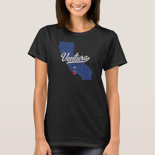 Ventura California CA Map T-Shirt (Vorderseite)
