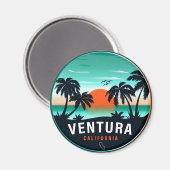 Ventura California Retro Sunset Tropical Souvenirs Magnet (Vorderseite/Rückseite)