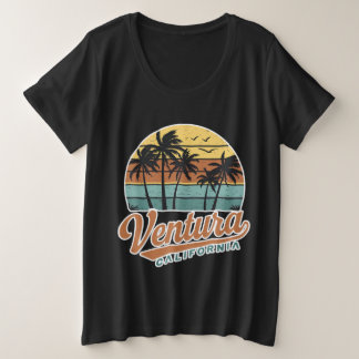 Ventura California - Vintager Retro-Sonnenuntergan Große Größe T-Shirt