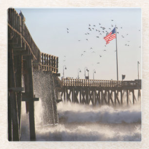 Ventura-Pier bewegt   El Nino wellenartig Glasuntersetzer