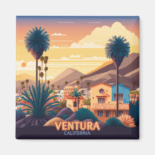 Ventura Sunset Mountains Süd California Retro Magnet