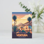 Ventura Sunset Mountains Süd California Retro Postkarte (Stehend Vorderseite)