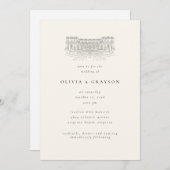Venue Illustration Old Money Aesthetic, Wedding Einladung (Vorne/Hinten)
