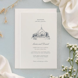 Venue Sketch Church Wedding Acrylic Invitation Acryleinladungen