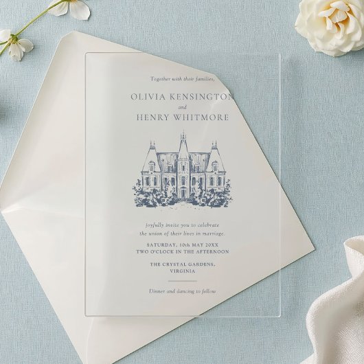 Venue Sketch Minimalist for Wedding Acryleinladungen