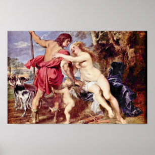 Venus And Adonis By Rubens Peter Paul Poster