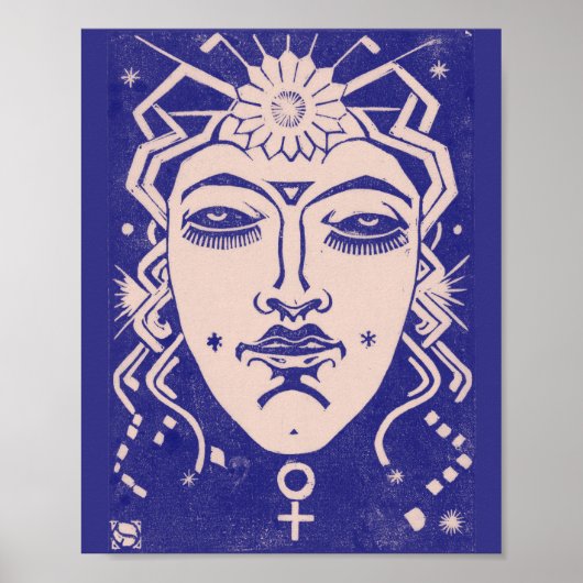 Venus Aphrodite Goddess of Liebe Mythology Blue Poster (Vorne)