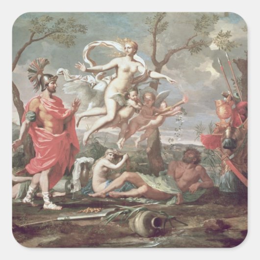 Venus Arming Aeneas, 1639 Quadratischer Aufkleber (Vorderseite)