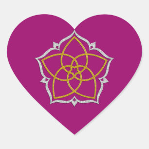 VENUS BLUME / Venusblume Lotus GOLD SILBER Herz-Aufkleber