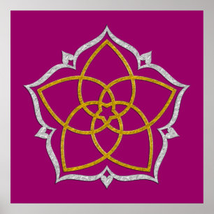 VENUS BLUME / Venusblume Lotus GOLD SILBER Poster
