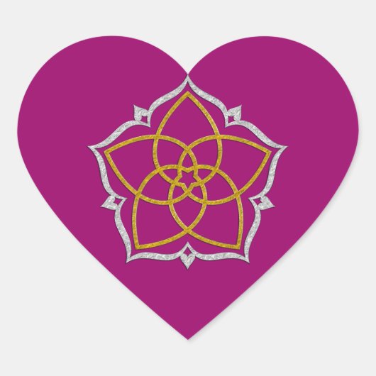 VENUS BLUME / Venusblume Lotus GOLD SILVER Herz-Aufkleber (Vorderseite)